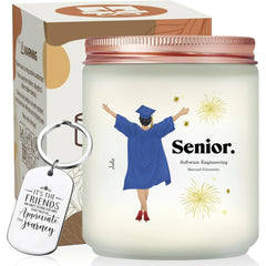 Personalized Graduate Illustration Candle, Best Gift Wit Keychain