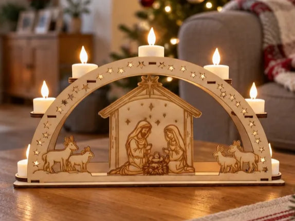 Custom Sympathy Memorial Engraved Wooden Tealight Holder