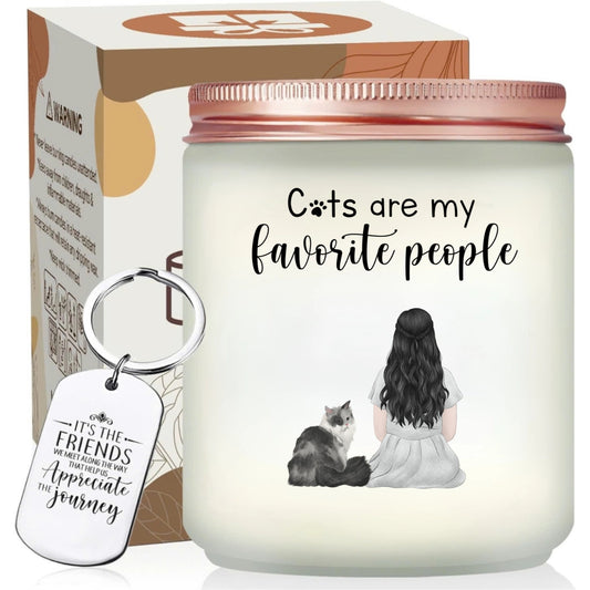 Custom Cat Mom Illustration Candle, Personalized Scented Candle With Quotes On Keychain, Unique Mother's Day Gift - thoughtygift.com