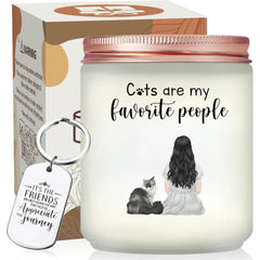 Custom Cat Mom Illustration Candle, Personalized Scented Candle With Quotes On Keychain, Unique Mother's Day Gift - thoughtygift.com