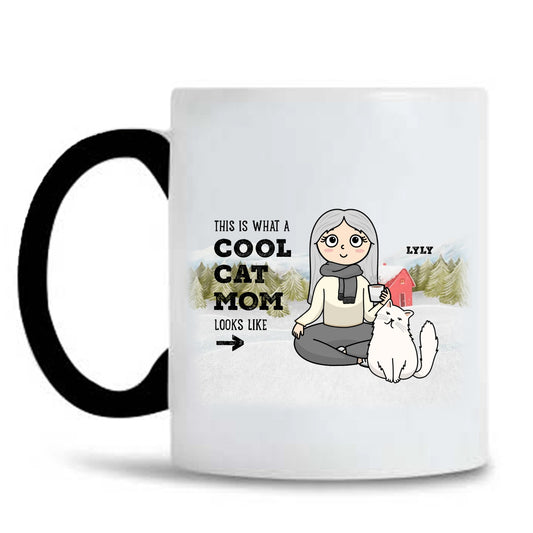 Customized Cool Cat Mom Mug, Funny Gift For Mom, Best Gift For Cat Lover - thoughtygift.com
