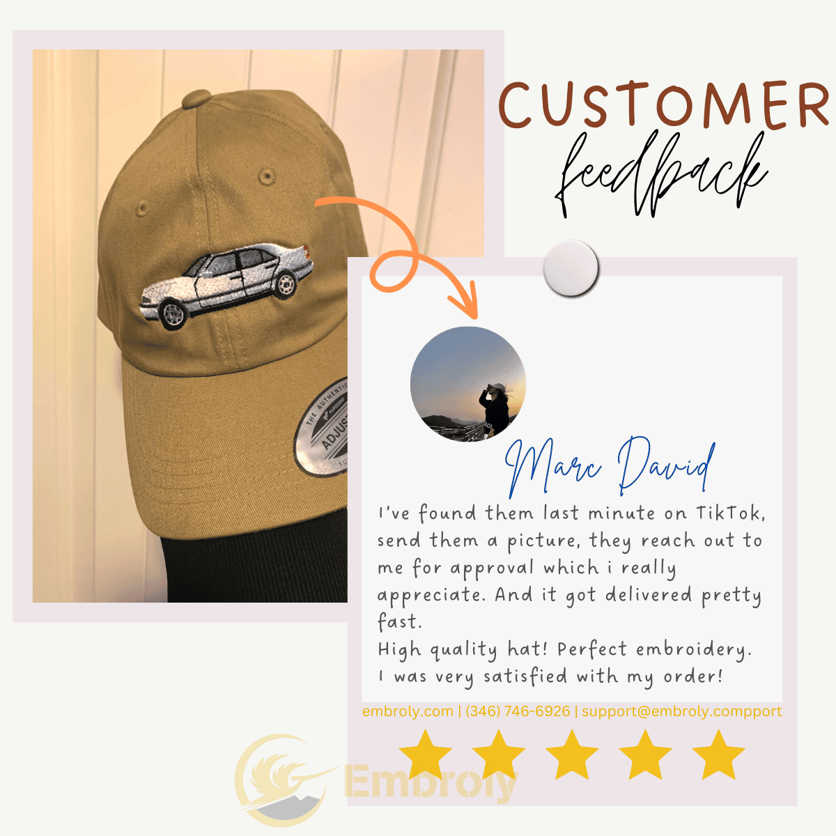 Custom Motobike Cap with Embroidered Photo Text - Unique Biker Gift Idea