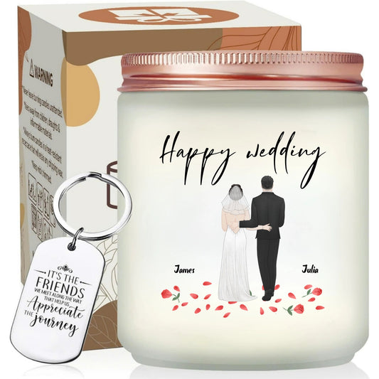 Custom Scented Candle With Keychain, Thoughtful Wedding Gift