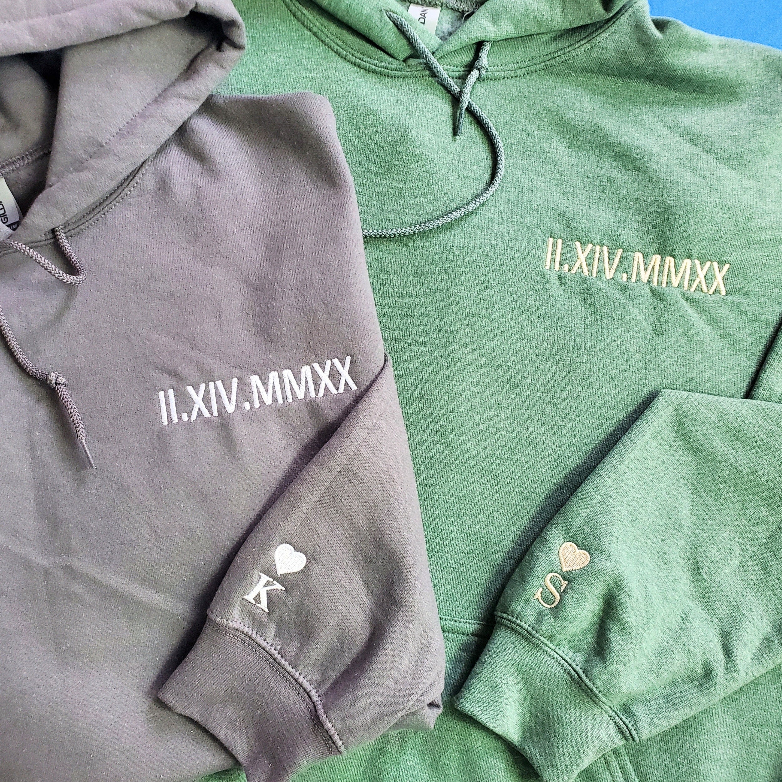 Embroidered Roman Numeral Sweatshirt & Hoodie - Personalized Anniversary Gift
