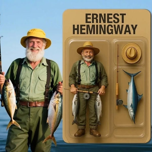 Personalized 3D Effect Action Figure Acrylic Car Hanger Gift for Dad & Fishing Enthusiasts
