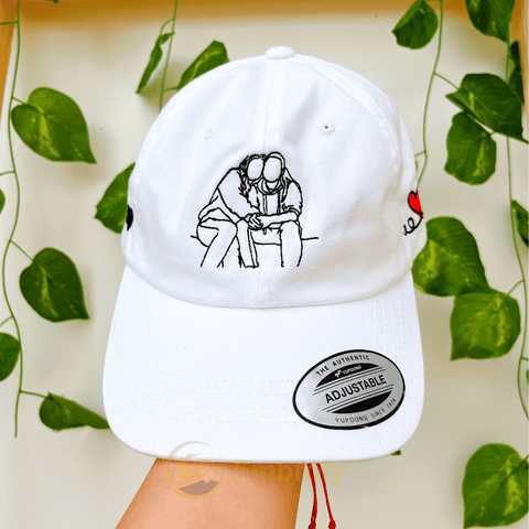 Custom Matching Couple Dad Hat Embroidery From Photo, Personalized With Name On Side
