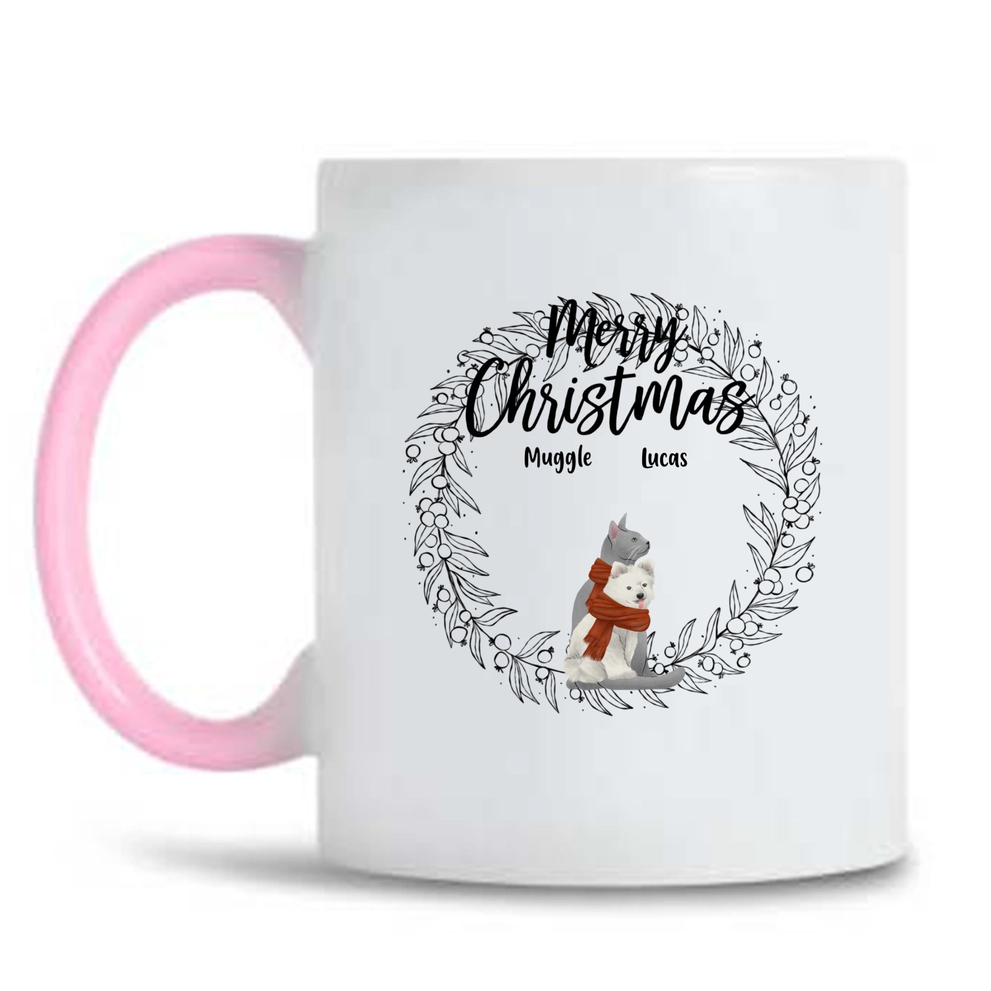 Merry Christmas Pet Illustrations Mug, Cute Pet Gift, Unique Gift For Pet Lover - thoughtygift.com