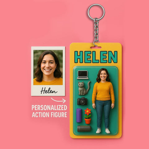 Fully Body Custom 3D Effect Action Figure Pack Packaging Toy Box Style Art Gift Personalized 2D Printing Acrylic Keychain Gift for Mother