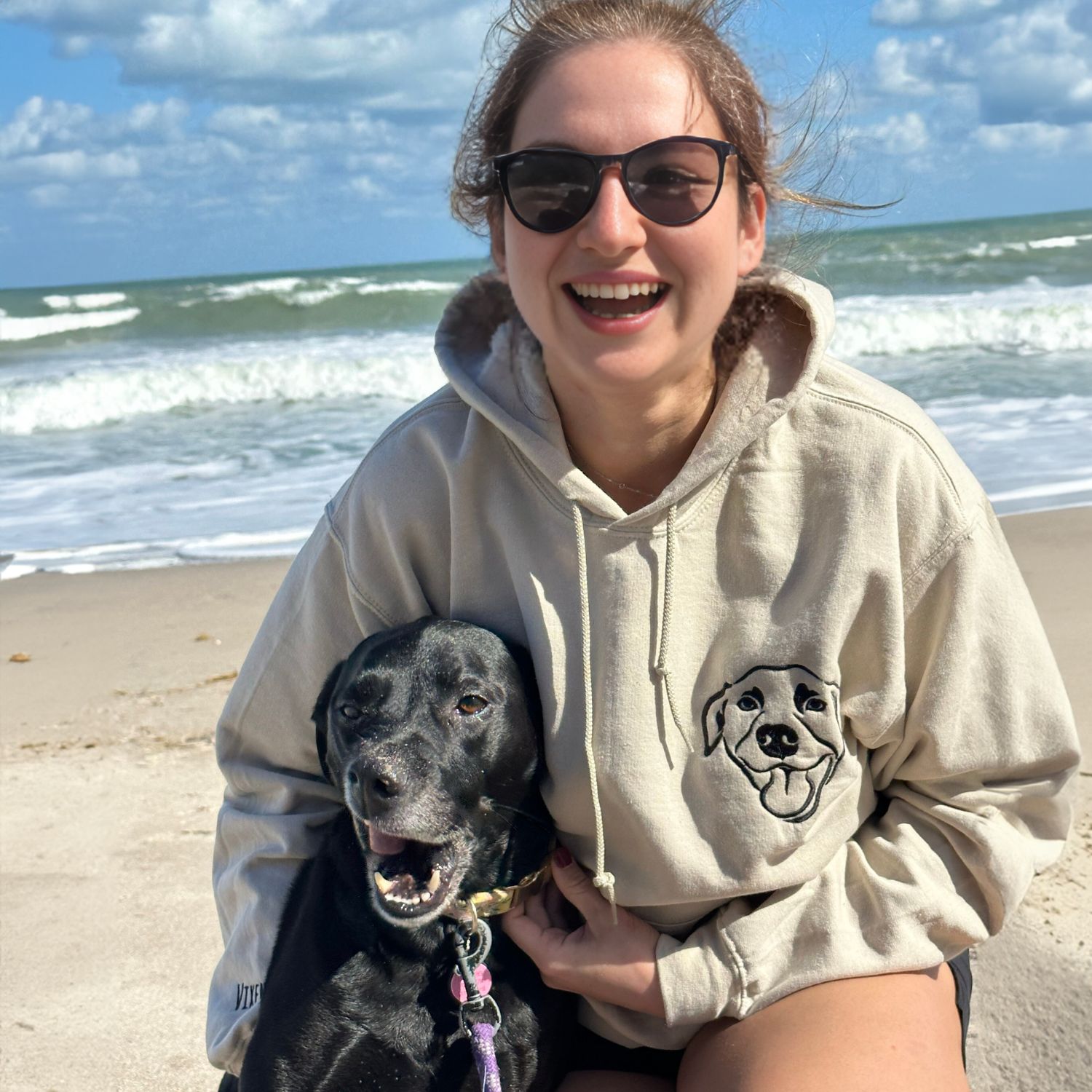 Custom Pet Portrait Embroidered Sweatshirt or Hoodie - Cherish Your Furry Friend