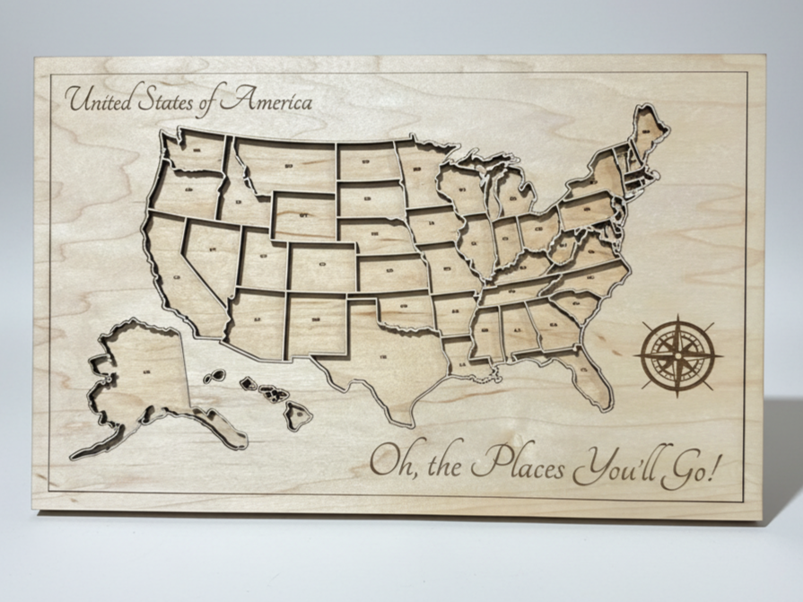 Custom 3D Topographic Mountain Relief Stacked Wood Map
