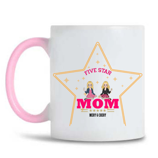 Custom Cartoon Mug, Five-Star Mom Gift from Kids, Affordable Mother's Day Gift, Gift For Mom, Mother In Law Gifts - thoughtygift.com