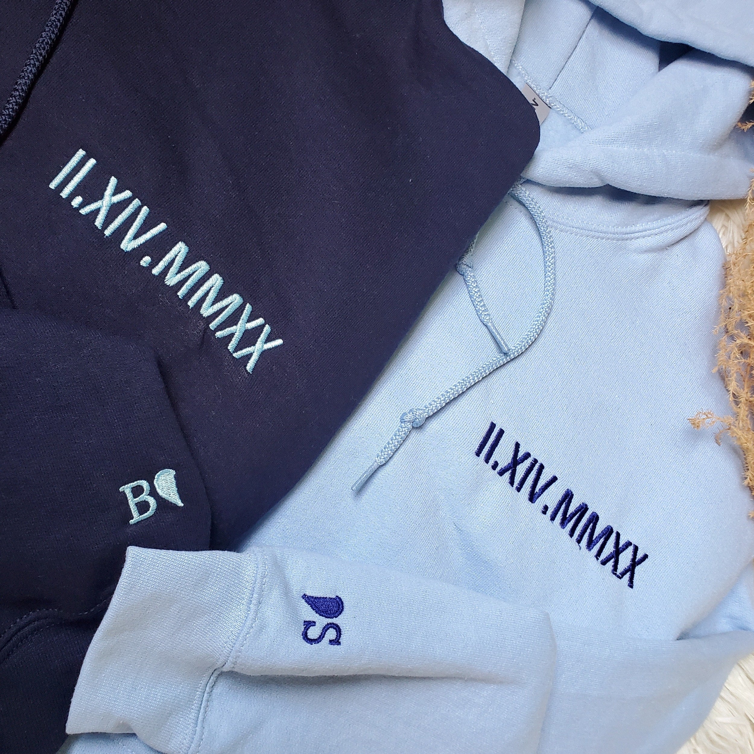 Embroidered Roman Numeral Sweatshirt & Hoodie - Personalized Anniversary Gift