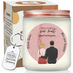 Personalized First Date Scented Candle, Romantic Gift For Anniversary, Valentine Day