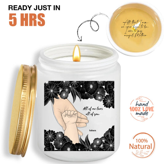 Personalized Scented Candle ThoughtyGift With Mother And Baby Hand Holding, Hidden Note Candle, Best Gift For Mother's Day - thoughtygift.com