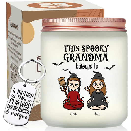 Funny Gift For Grandma From Grandkids, Personalized Scented Candle With Keychain, Sentimental Present For Grandma