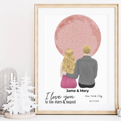 Personalised Star Map Print, Custom Night Sky Poster For Gif Valentine - thoughtygift.com