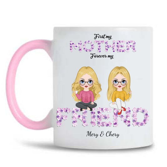 Custom Mother And Daughter Name Mug, Cartoon Picture Coffee Mug, Unique Gift For Mom, Grandma - thoughtygift.com