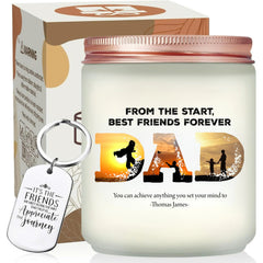 Personalized Dad Photo Candle, Happy Father's Day Gift With Custom Keychain, Gift For Dad, Grandpa - thoughtygift.com