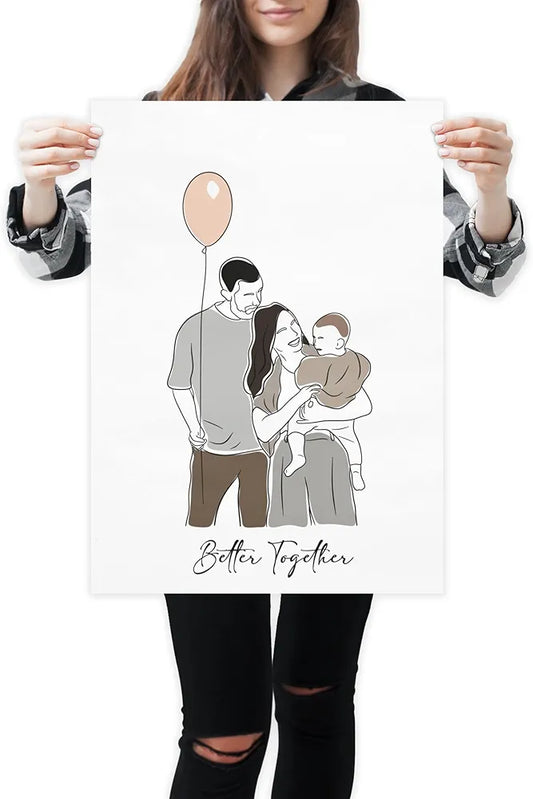 NudoHome Personalized Custom Color Doodle Portrait – Fun Hand-Drawn Illustration from Your Photo | Gift for Birthdays, Christmas, Mother’s Day, and Father’s Day, Gift