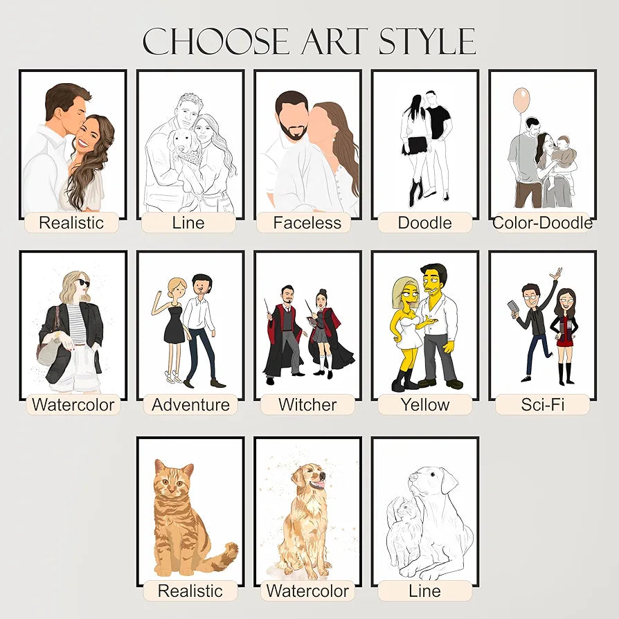 NudoHome Personalized Custom Canvas – Hand-Drawn Illustration from Your Photo | Perfect for Home Decor, Weddings, Birthdays, and Special Occasions 
