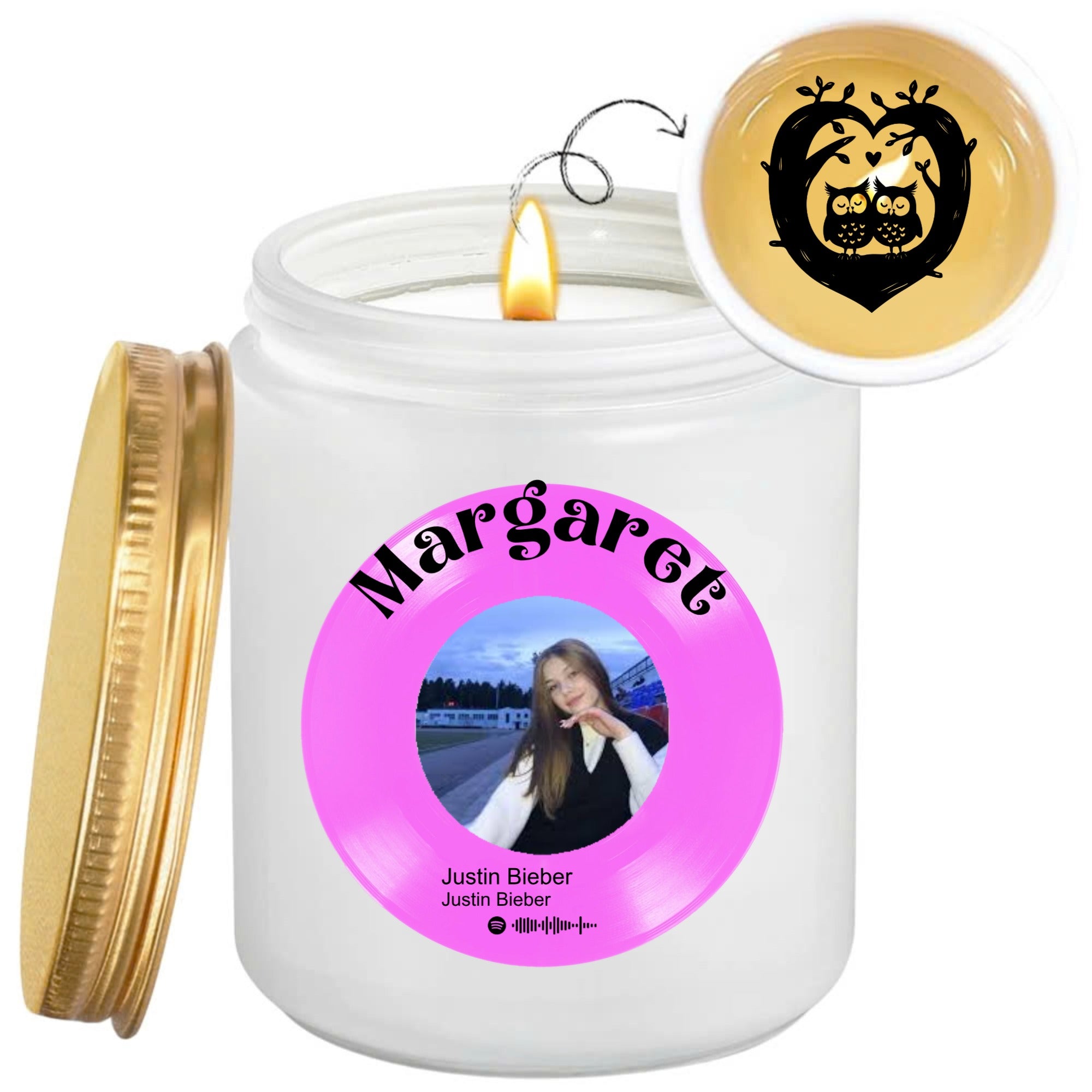 Personalized Song & Photo Candle A Unique Gift For Her/Him, Hidden Image Scented Candle, Perfect Present for Valentine, Anniversary, Birthday - thoughtygift.com