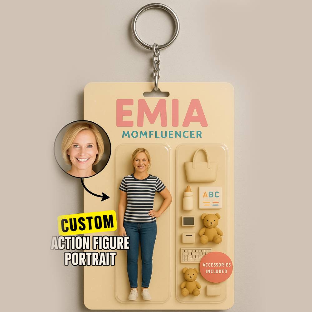 Fully Body Custom 3D Effect Action Figure Pack Packaging Toy Box Style Art Gift Personalized 2D Printing Acrylic Keychain Gift for Mother