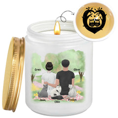 Personalized Couple & Cats Candle A Love Story in the Park, Hidden Image Scented Candle, Best Gift For Cat Lovers, Couple, Meaningful Gift For Him/Her on Valentine's Day, Anniversary - thoughtygift.com