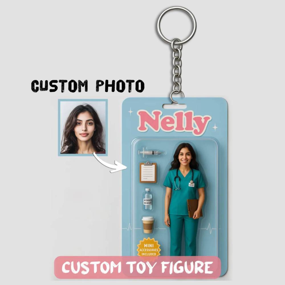 Fully Body Custom 3D Effect Action Figure Pack Packaging Toy Box Style Art Gift Personalized 2D Printing Acrylic Keychain Gift for Mother