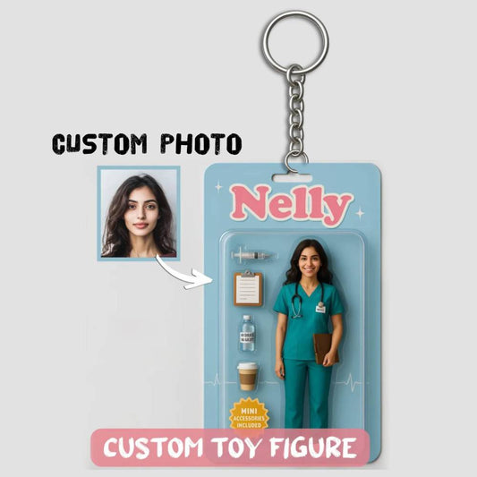 Fully Body Custom 3D Effect Action Figure Pack Packaging Toy Box Style Art Gift Personalized 2D Printing Acrylic Keychain Gift for Mother
