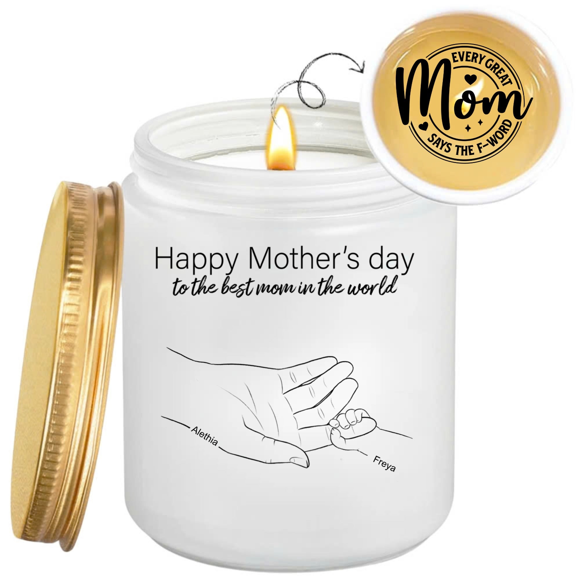 Personalized Mother's Day Candle  A Heartfelt Gift For Mom, Hidden Wonderful Message With Mom's Name And Kid's Name Candle, Best Mom ever gifts - thoughtygift.com