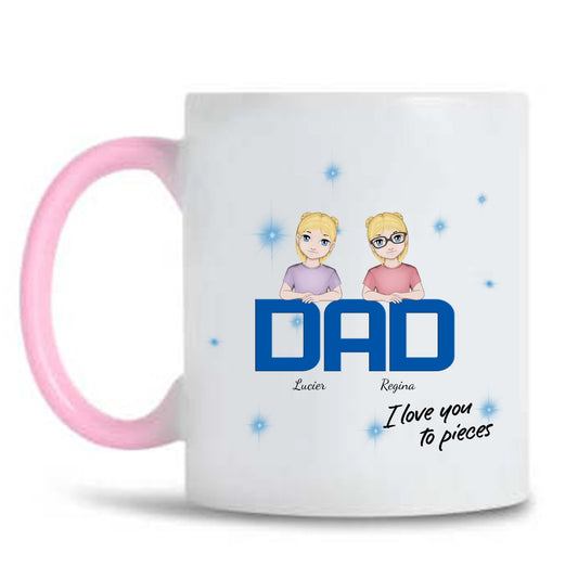 Custom Cartoon Coffee Mug, Dad And Son Name Mug, Funny Father's Day Gift - thoughtygift.com