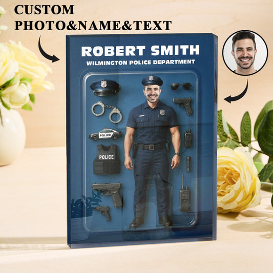 Personalized 3D Effect Police Officer Acrylic Plaque - Custom Gift for Police Officers