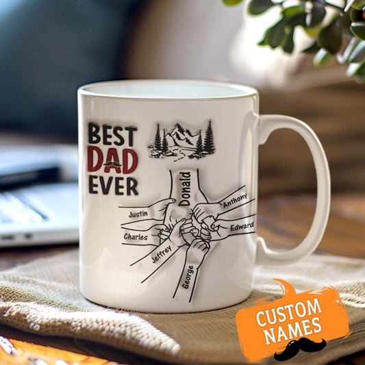 Best Daddy Ever Family Personalized Custom 3D Inflated Effect Printed Mug Father's Day Gift For Dad Grandpa