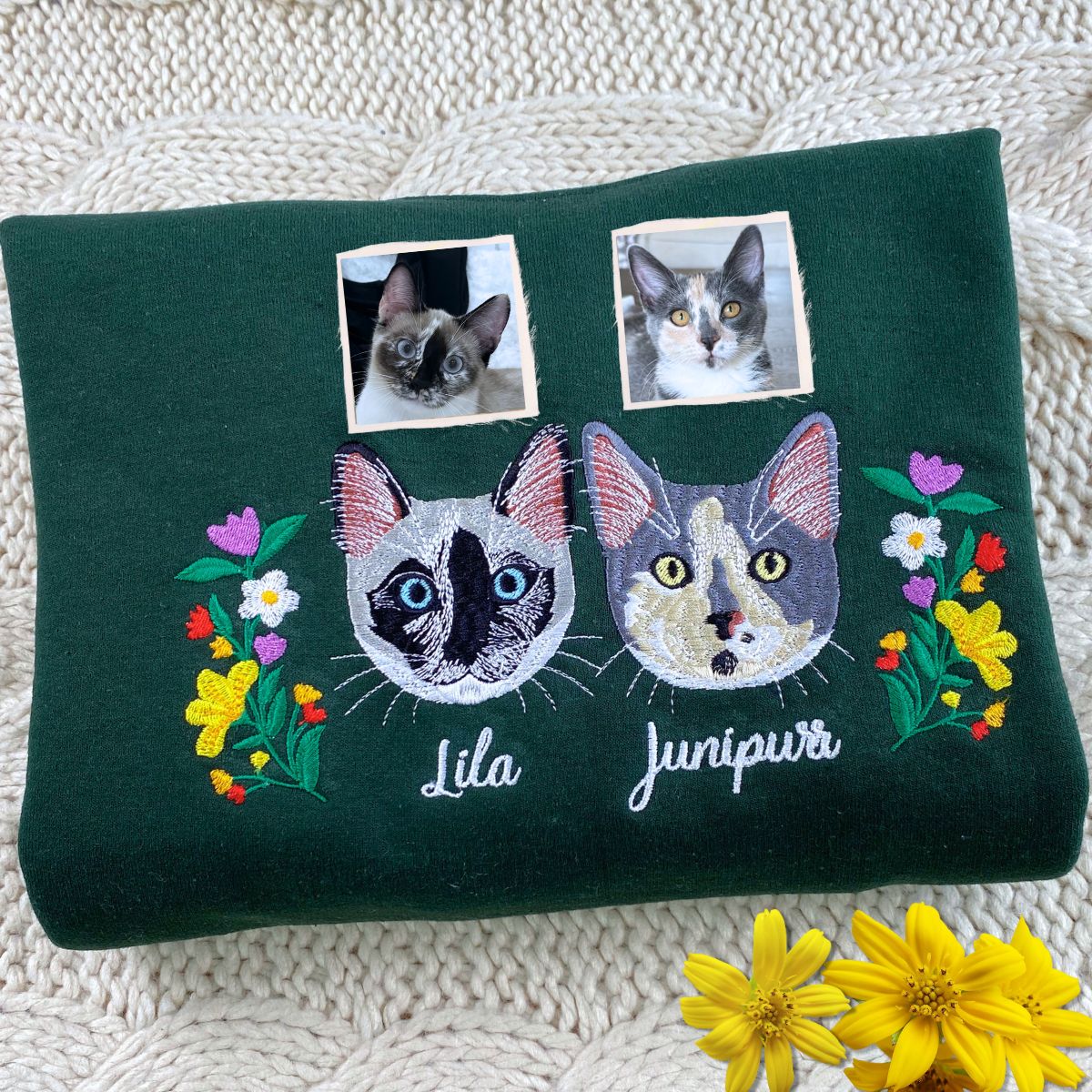 Custom Pet Portrait Embroidered Sweatshirt or Hoodie - Cherish Your Furry Friend