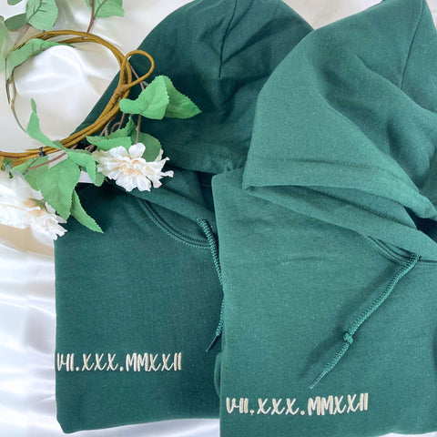 Embroidered Roman Numeral Sweatshirt & Hoodie - Personalized Anniversary Gift