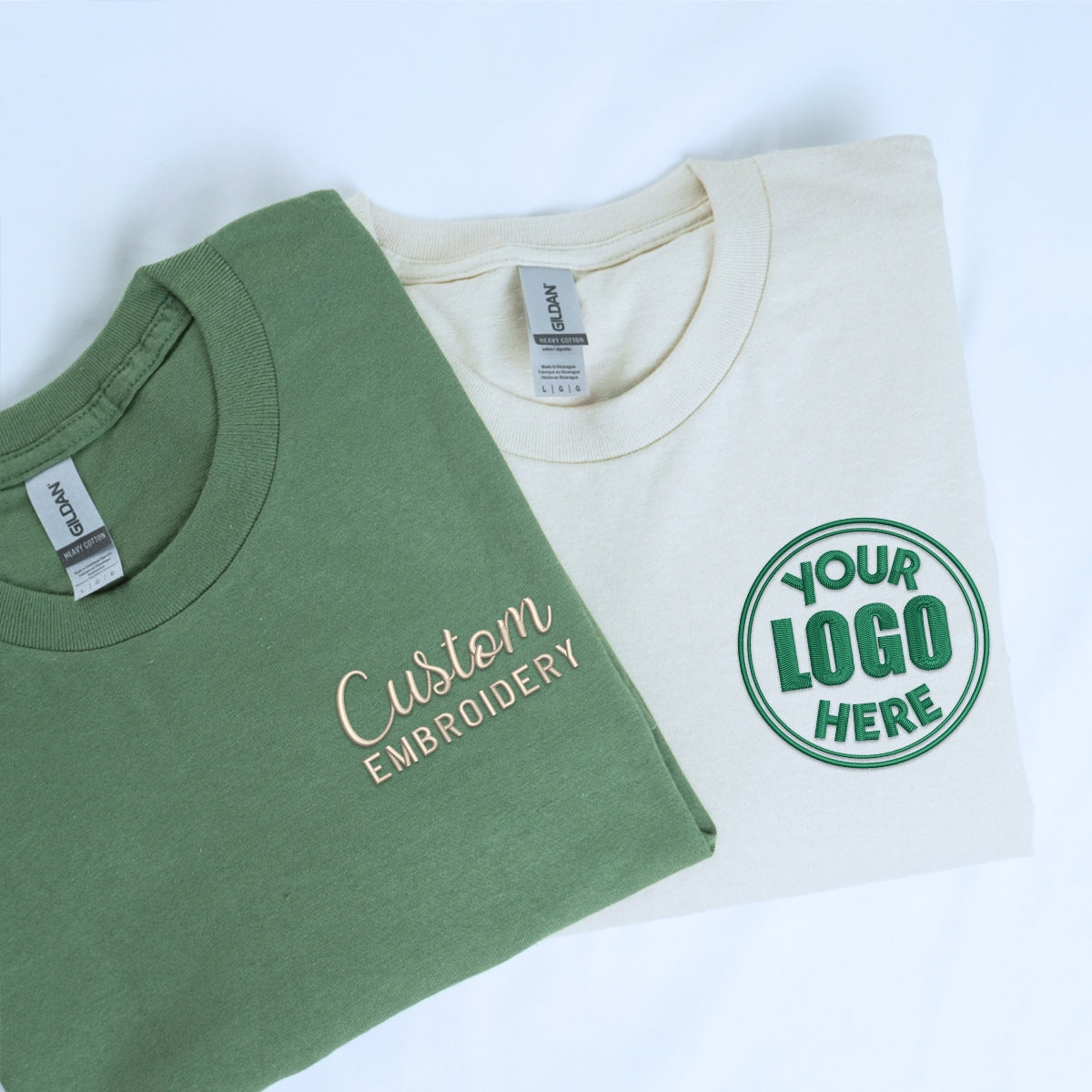 Custom Embroidered Tee, Personalized "ANY TEXT HERE" Logo Shirt