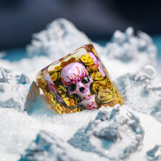 GOLDEN PINK SKULL KEYCAP – ARTISAN KEYCAP
