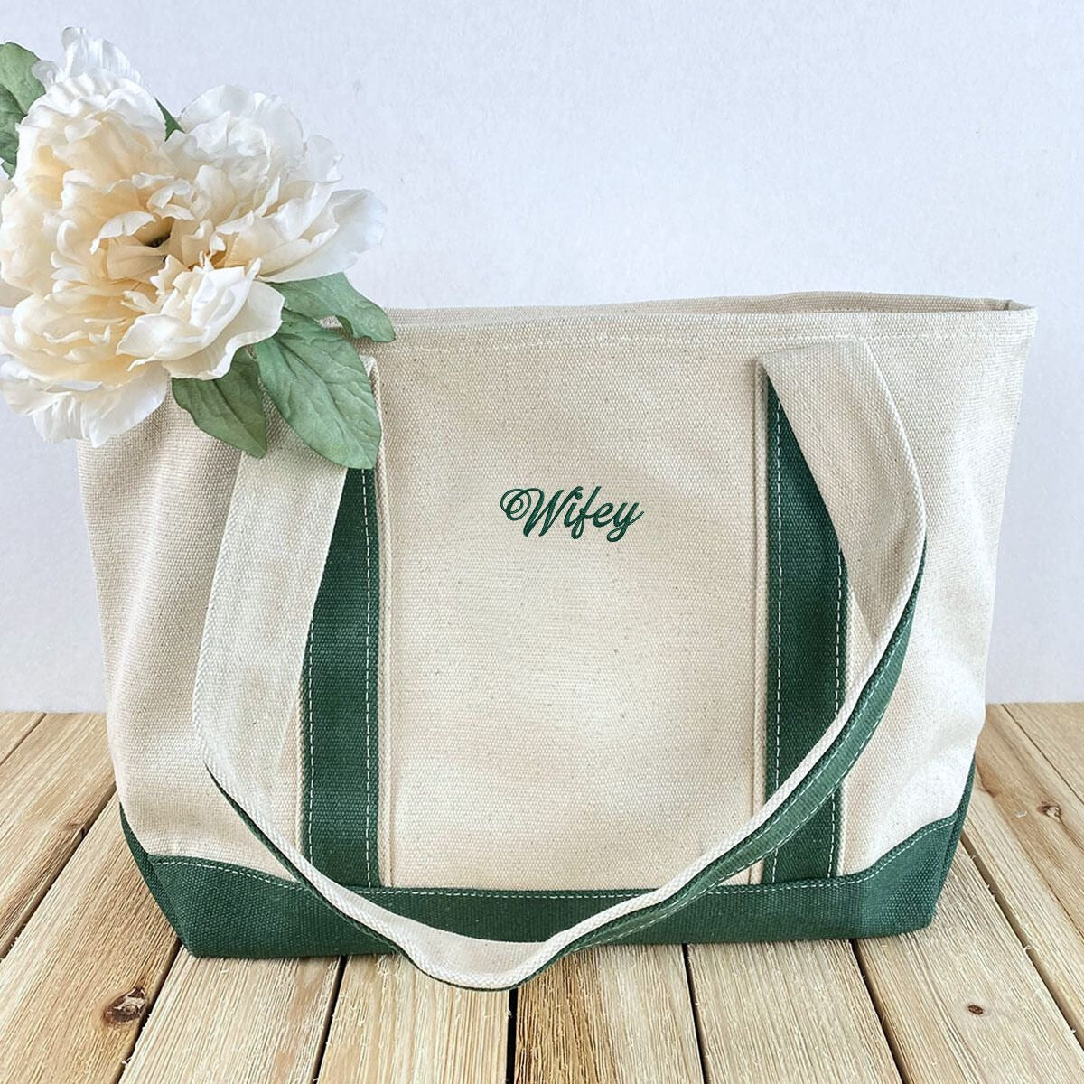 Embroidered Custom Text Tote Bag, Canvas Tote Bag, Gift for Her, Bachelorette Gift