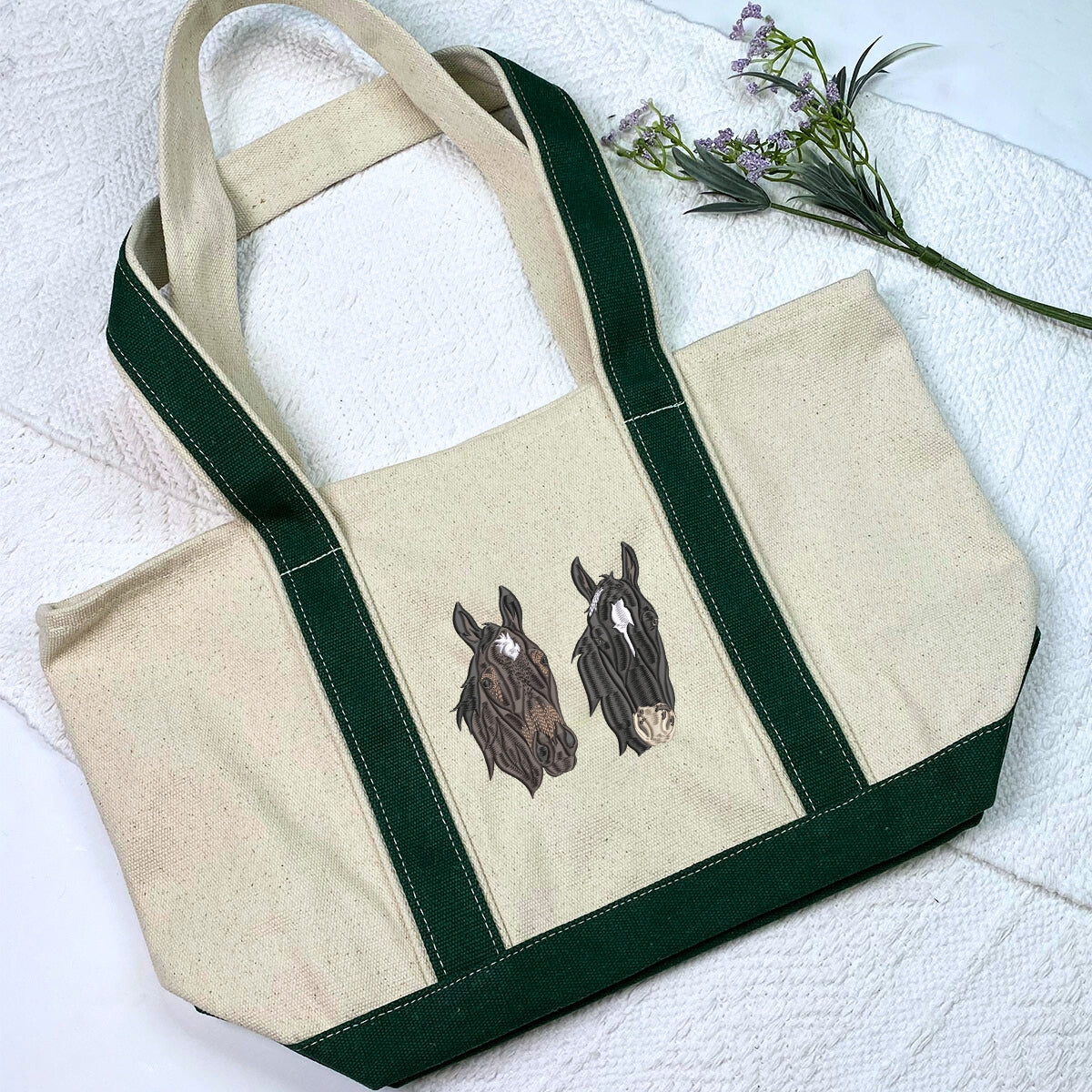 Personalized Horse Tote Bag with Custom Embroidered Photo - Unique Horse Lover Gift Idea