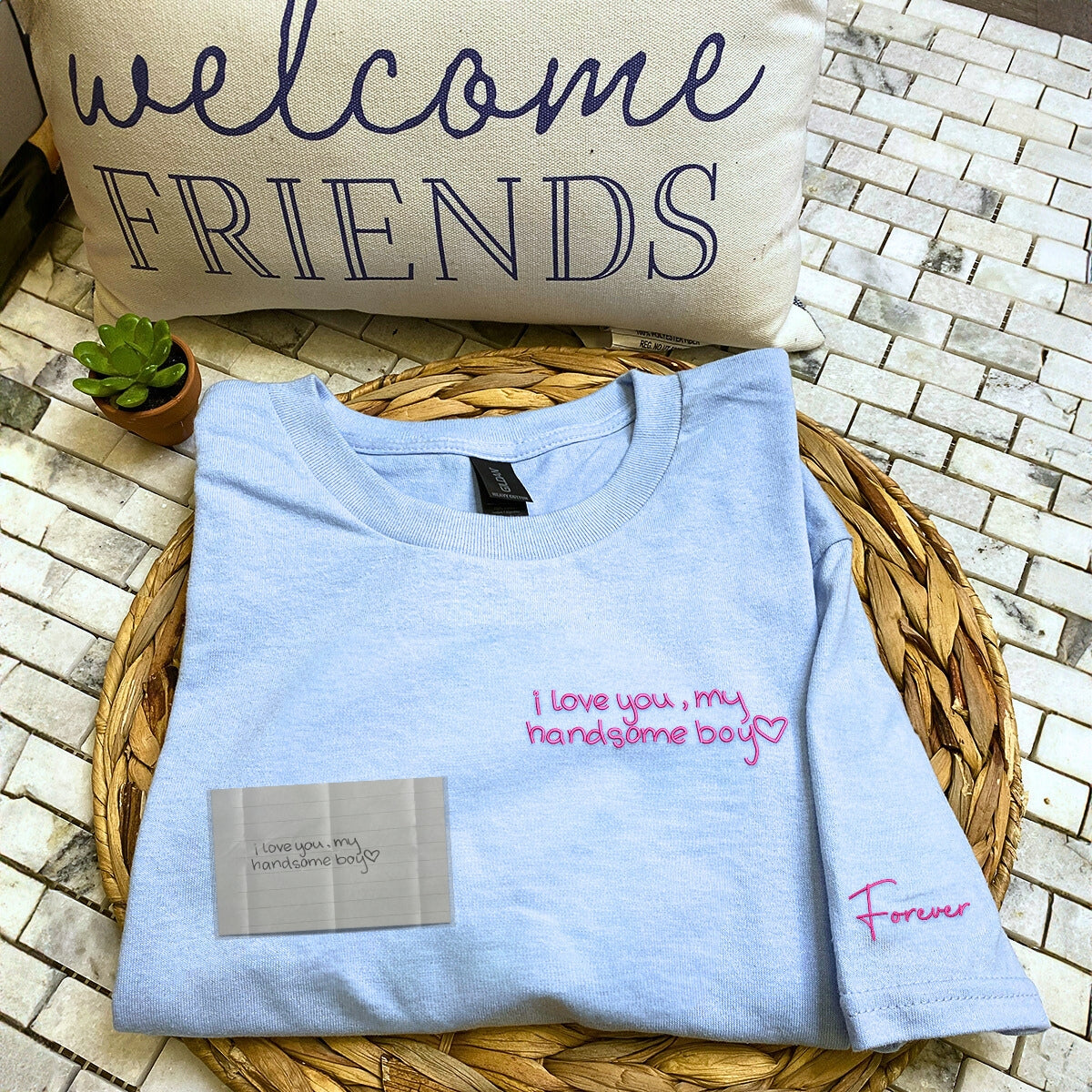 Custom Embroidered Handwriting T-Shirt