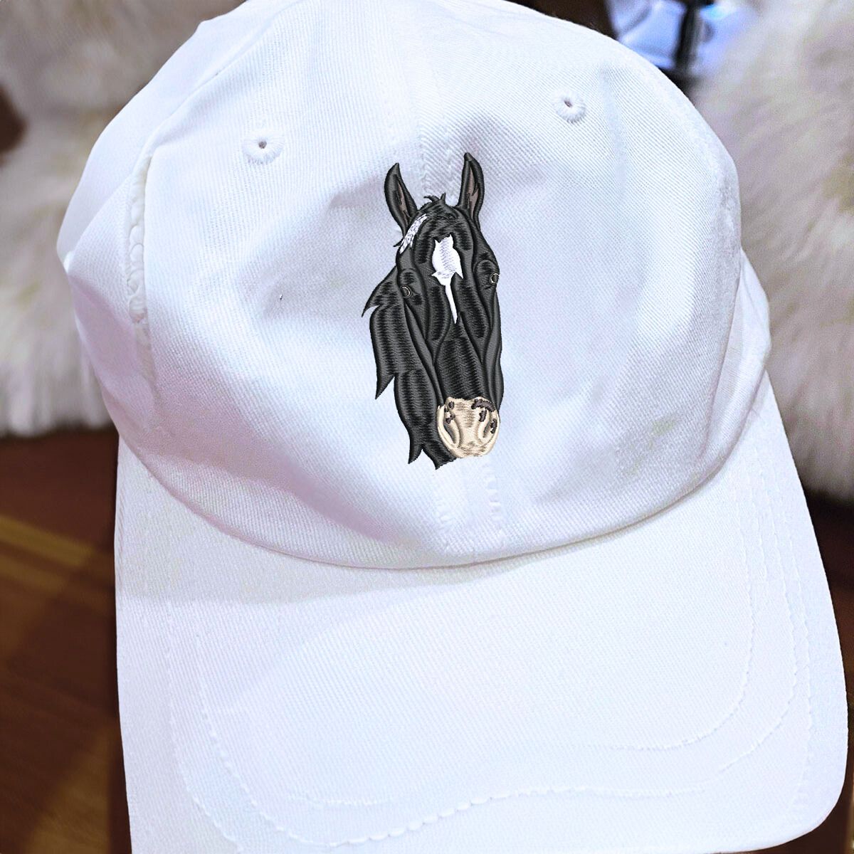 Personalized Horse Hat with Custom Embroidered Photo - Unique Horse Lover Gift Idea