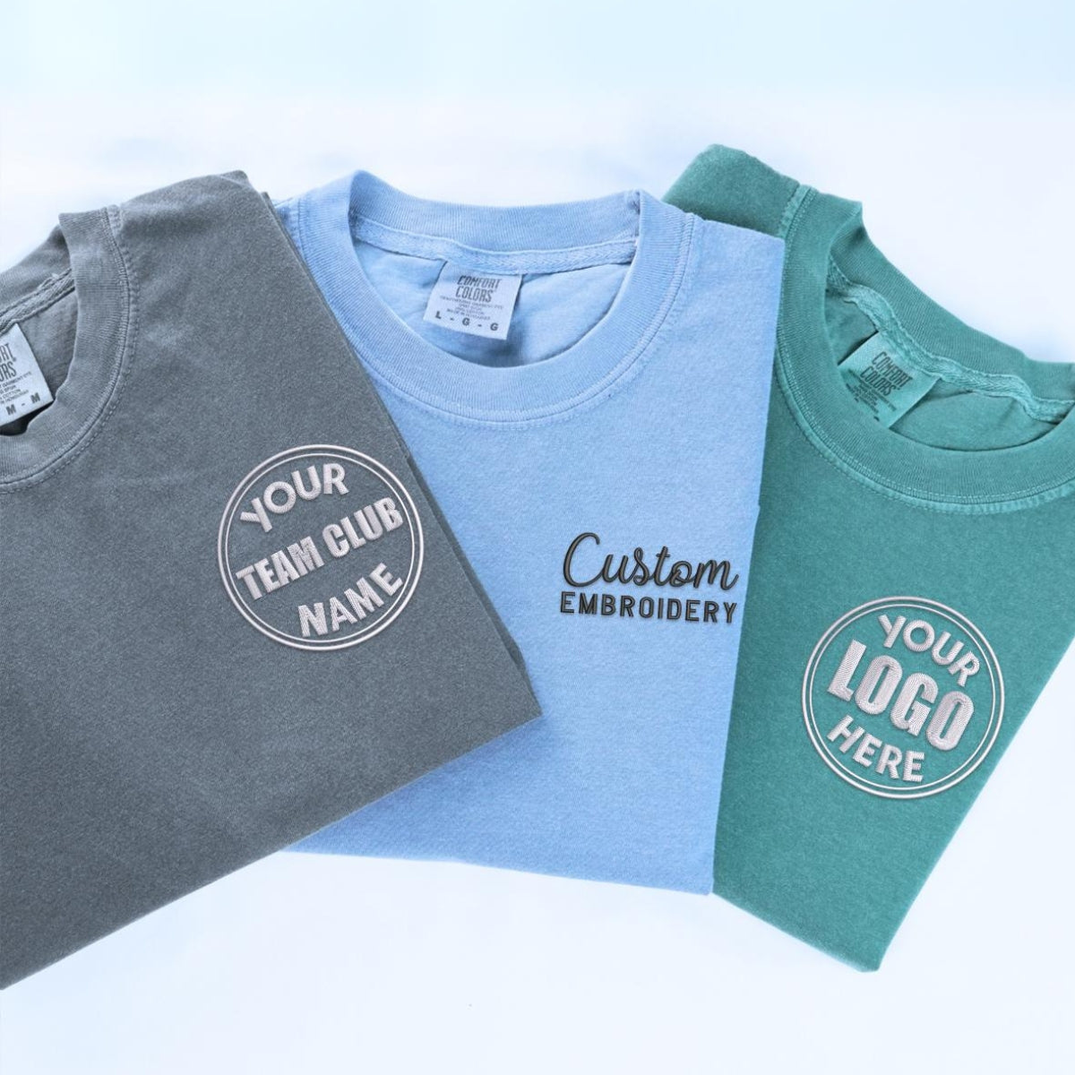 Custom Embroidered Tee, Personalized "ANY TEXT HERE" Logo Shirt