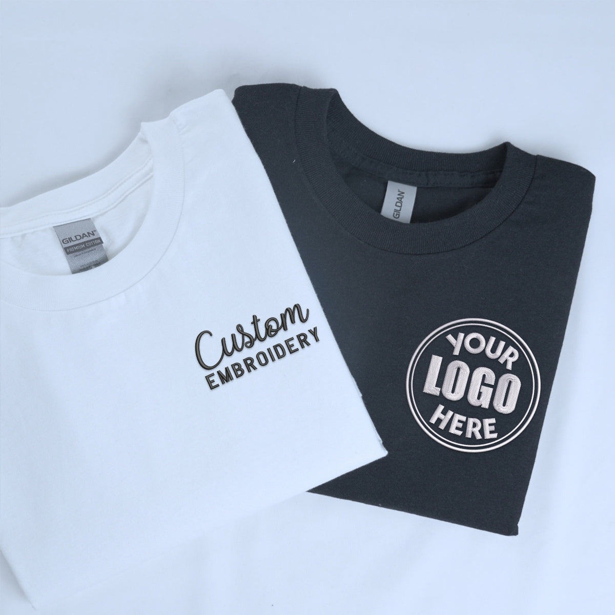 Custom Embroidered Tee, Personalized "ANY TEXT HERE" Logo Shirt
