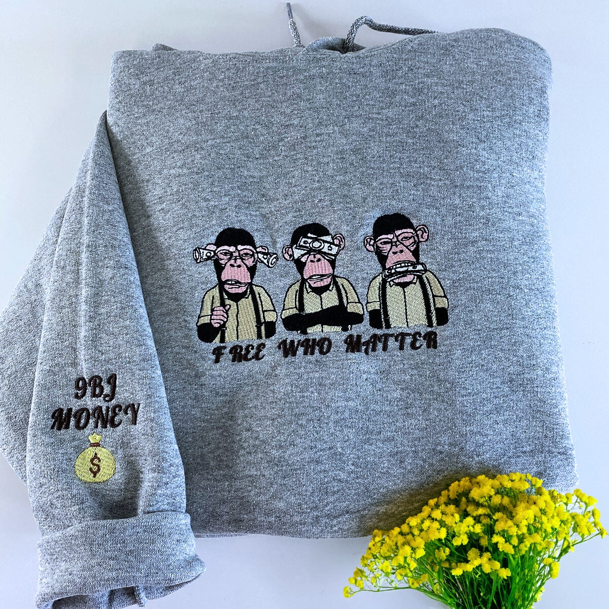 Personalized Embroidered Neckline Hoodie - Custom Text & Stylish Design