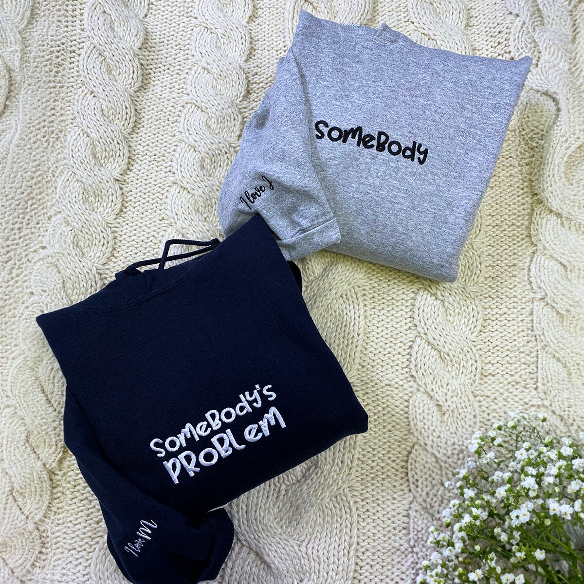 Personalized Embroidered Neckline Hoodie - Custom Text & Stylish Design