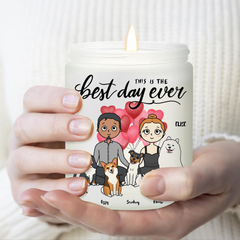 Personalized Wedding Candle Best Day Ever Custom Couple & Pets Keepsake Gift, Hidden Image Scented Candle, Meaningful Present For Him/Her, Valentine's Day, Anniversary - thoughtygift.com