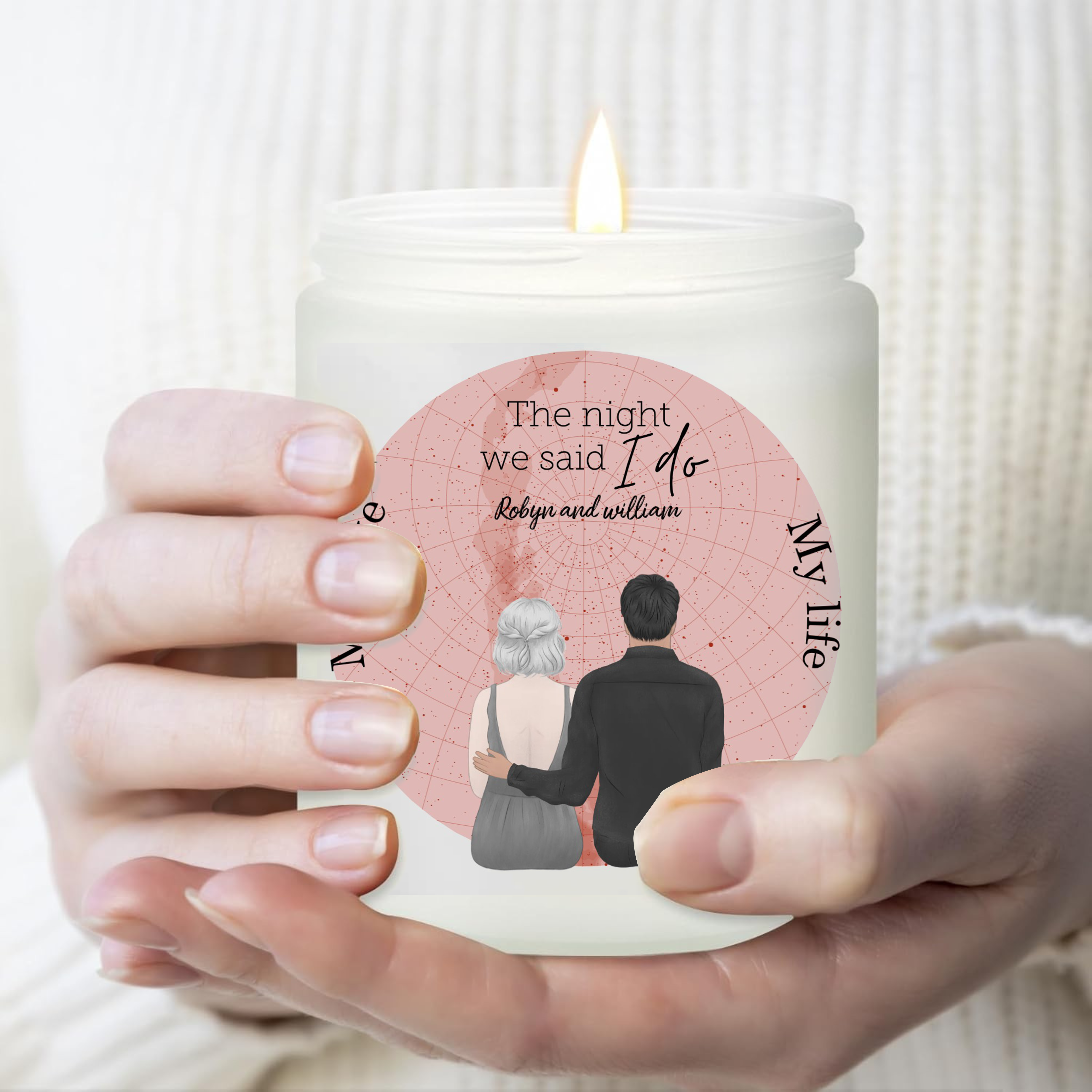Personalized Wedding Memory Candle Custom Romantic Gift for Couples, Anniversary Keepsake, Engagement Celebration, and Valentine’s Day with Star Map & Hidden Surprise Inside - thoughtygift.com