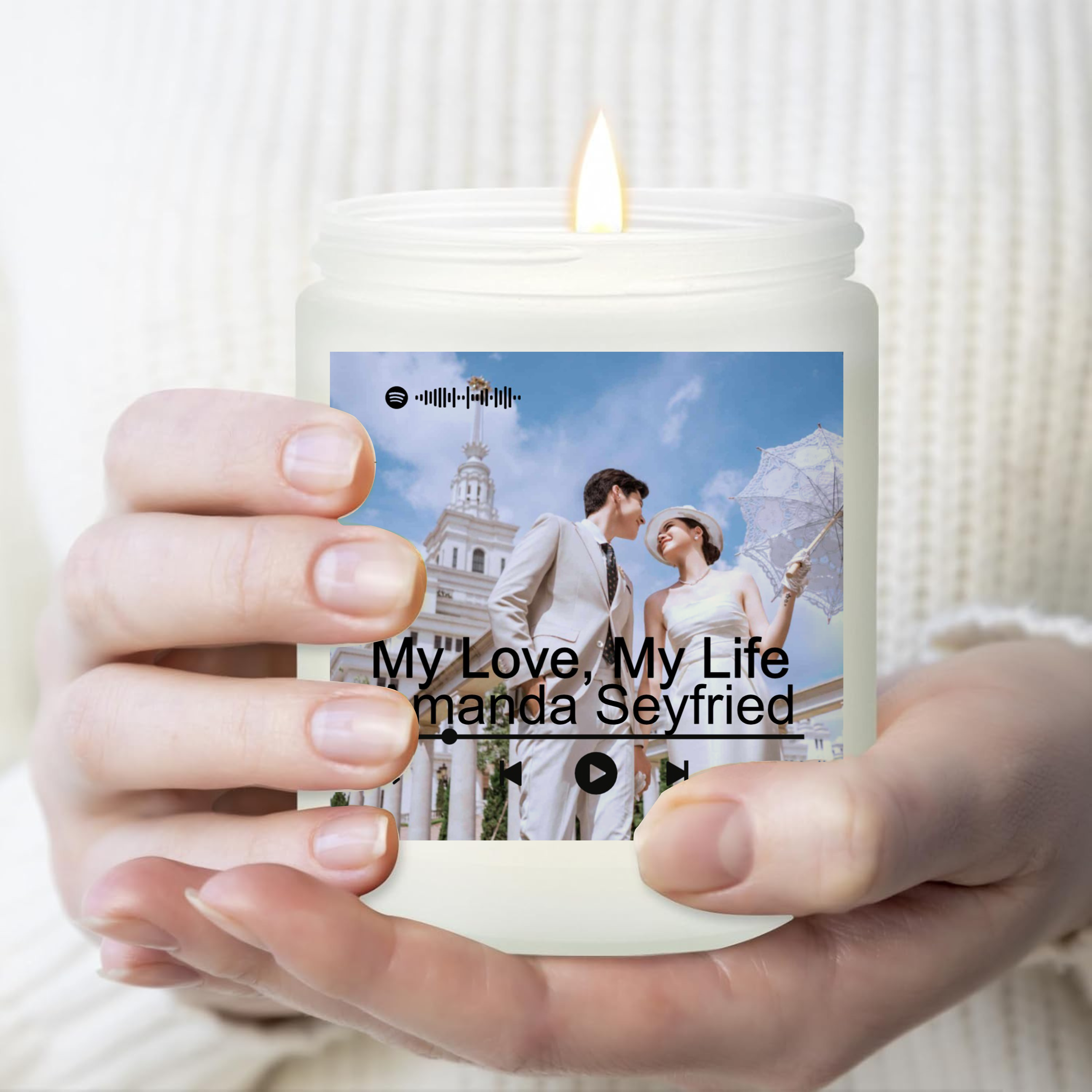 Personalized Song Candle with Custom Photo & Hidden Image – Romantic Scented Candle Gift for Couples, Anniversary, Valentine's Day, Gift For Her/Him - thoughtygift.com