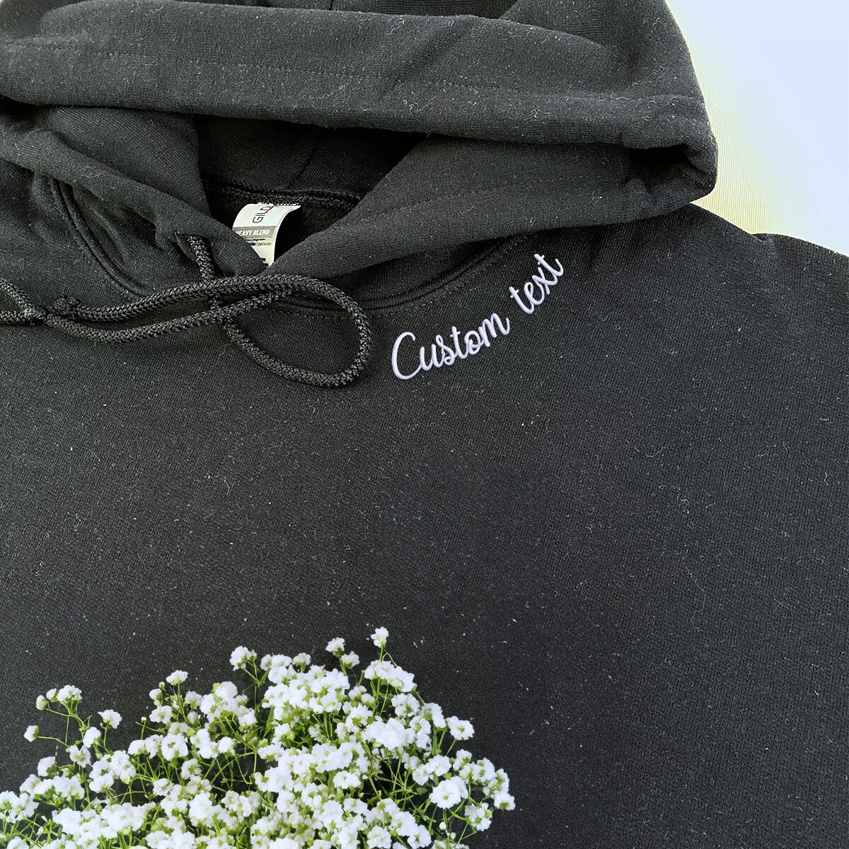 Personalized Embroidered Neckline Hoodie - Custom Text & Stylish Design