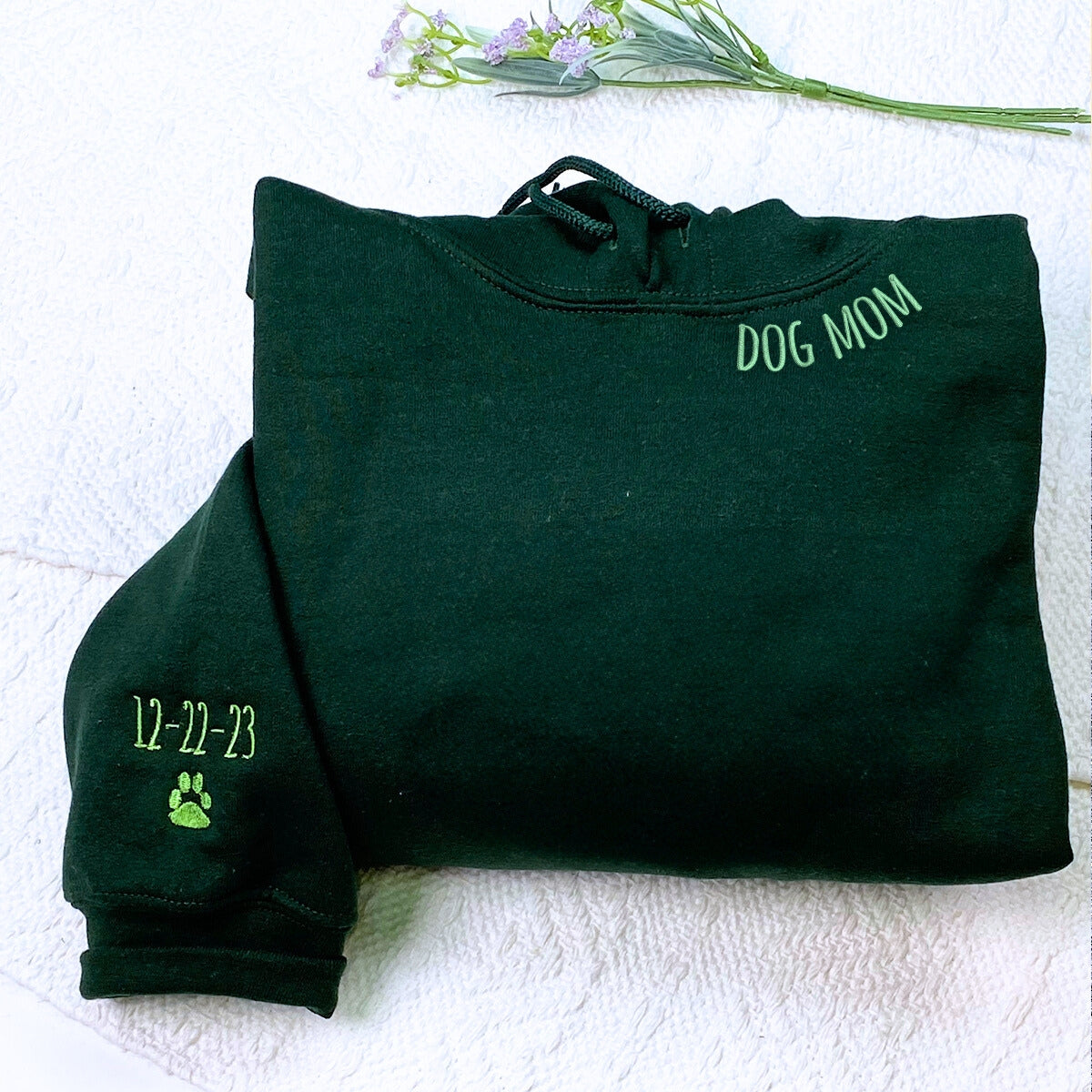 Personalized Embroidered Neckline Hoodie - Custom Text & Stylish Design
